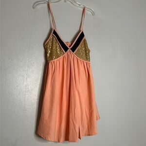 TOBI Sequin Coral slip mini dress size small women’s